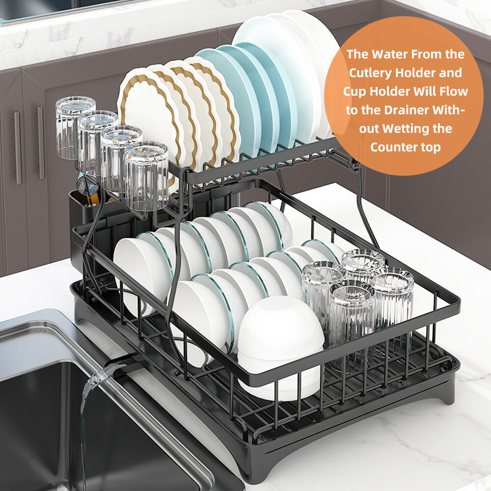 Dish Drainer Drying Rack 2 Tier - Image 8