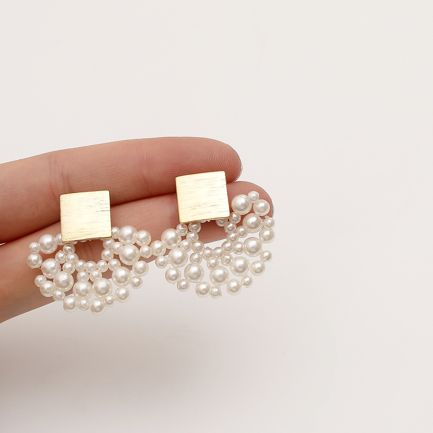 Handmade Pearl Woven Stud Earrings