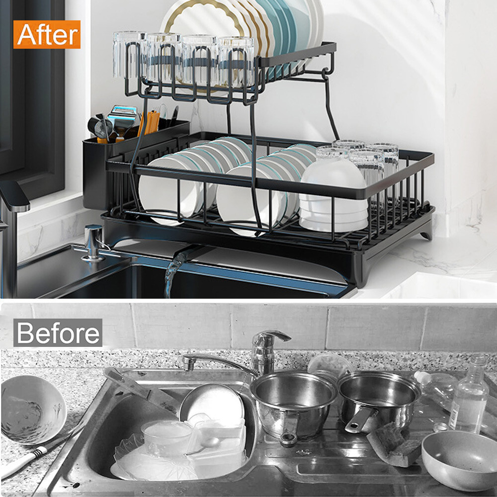 Dish Drainer Drying Rack 2 Tier - Image 7