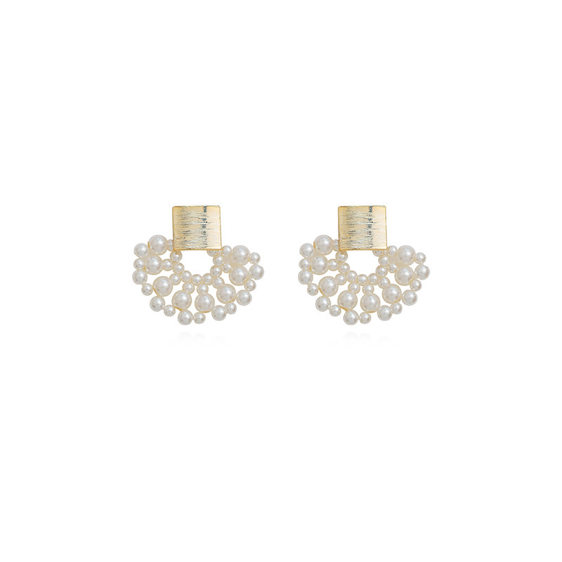 Handmade Pearl Woven Stud Earrings - Image 3