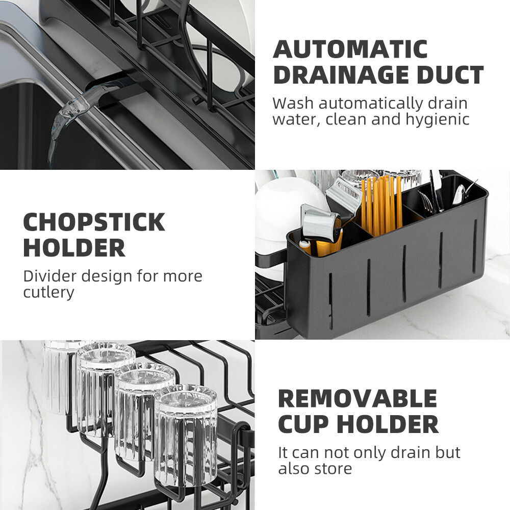 Dish Drainer Drying Rack 2 Tier - Image 5