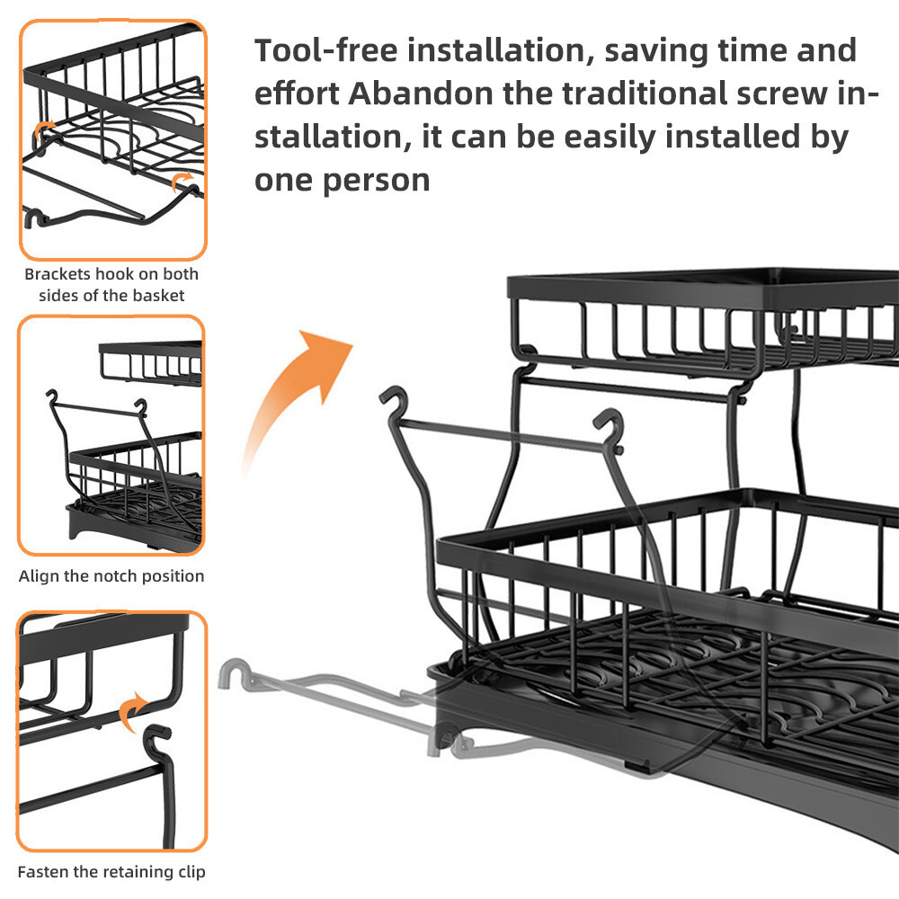 Dish Drainer Drying Rack 2 Tier - Image 4
