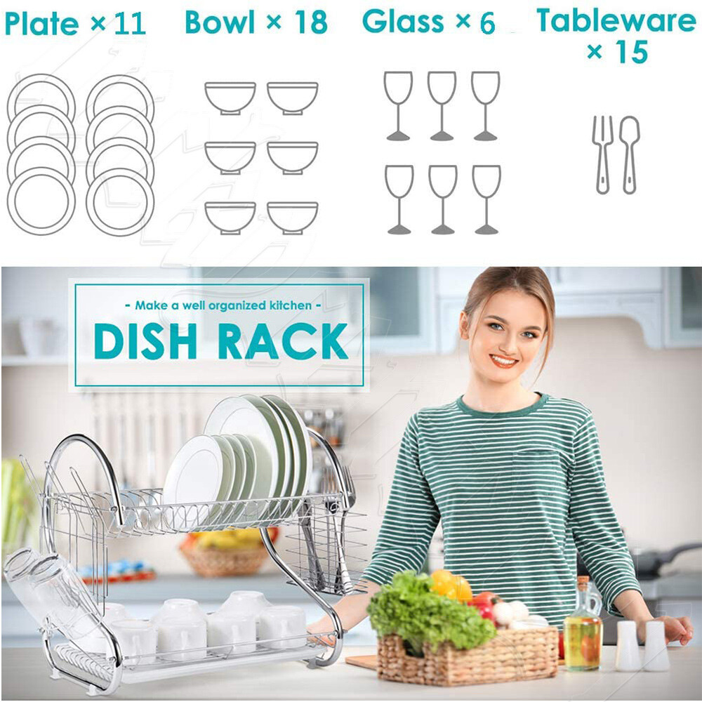 Dish Drying Rack Drainer 2 Tier - Image 9