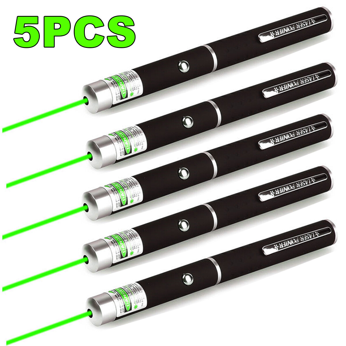 5 Green Laser Pointer Pens