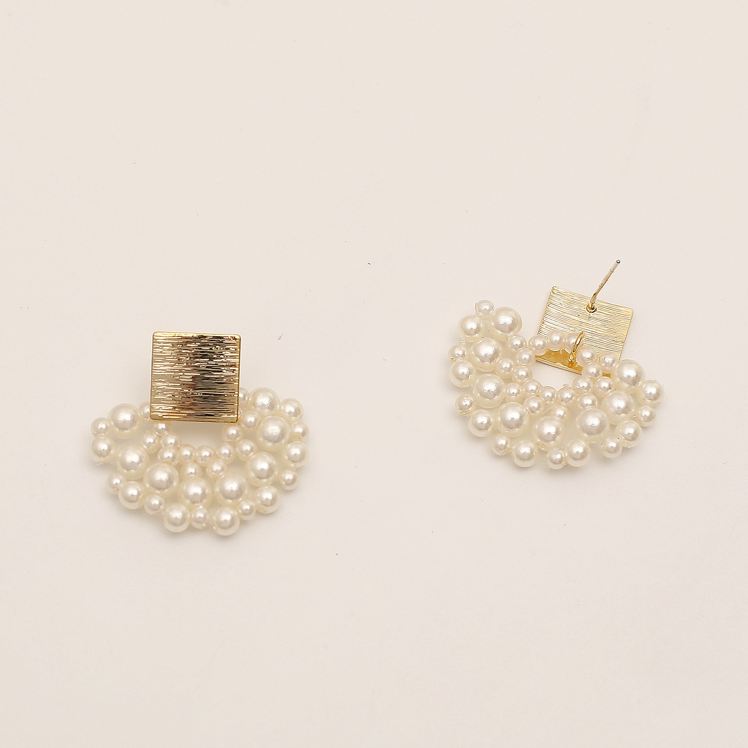 Handmade Pearl Woven Stud Earrings - Image 4