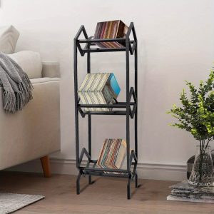 3 Tier Black Metal Record & Book Stand