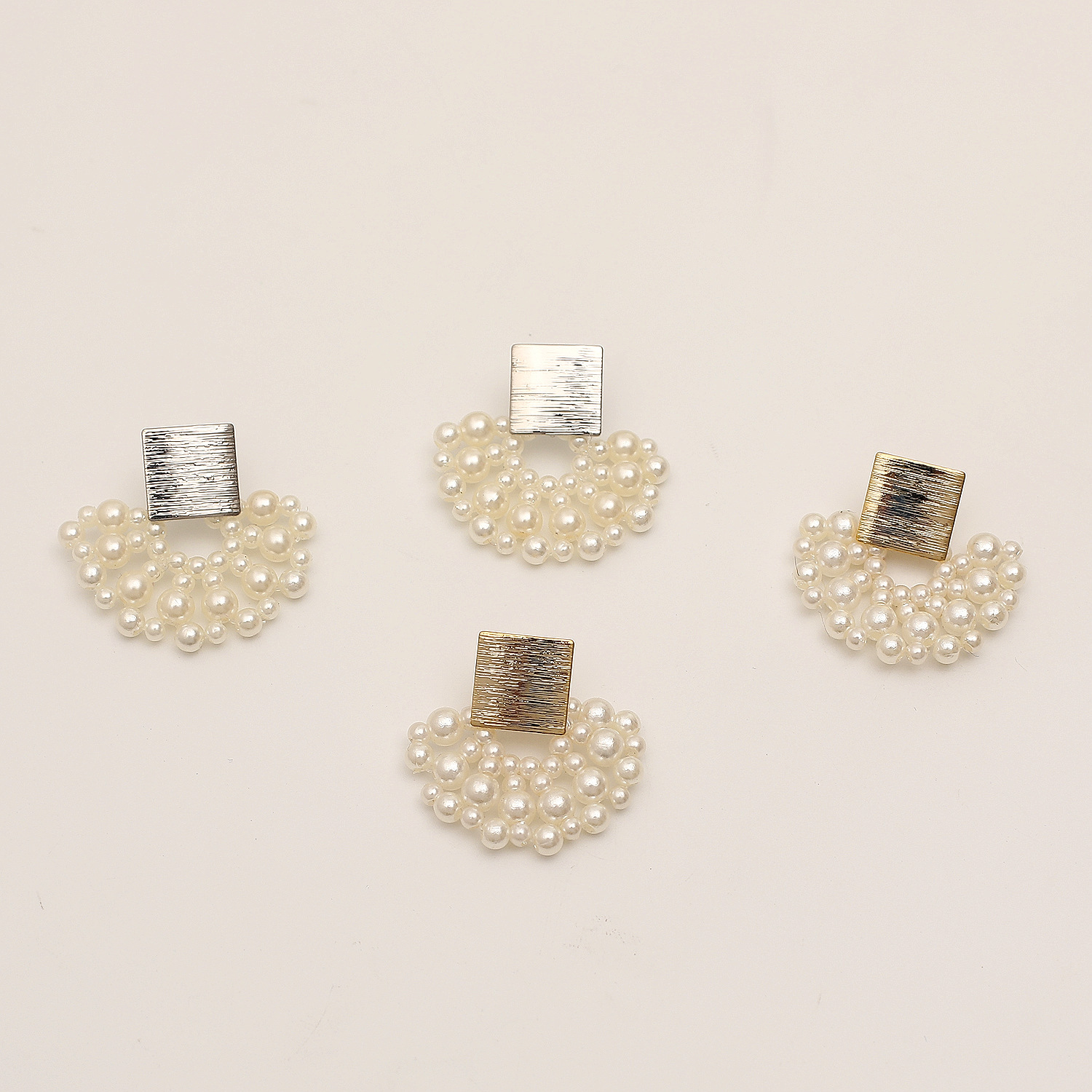 Handmade Pearl Woven Stud Earrings - Image 2