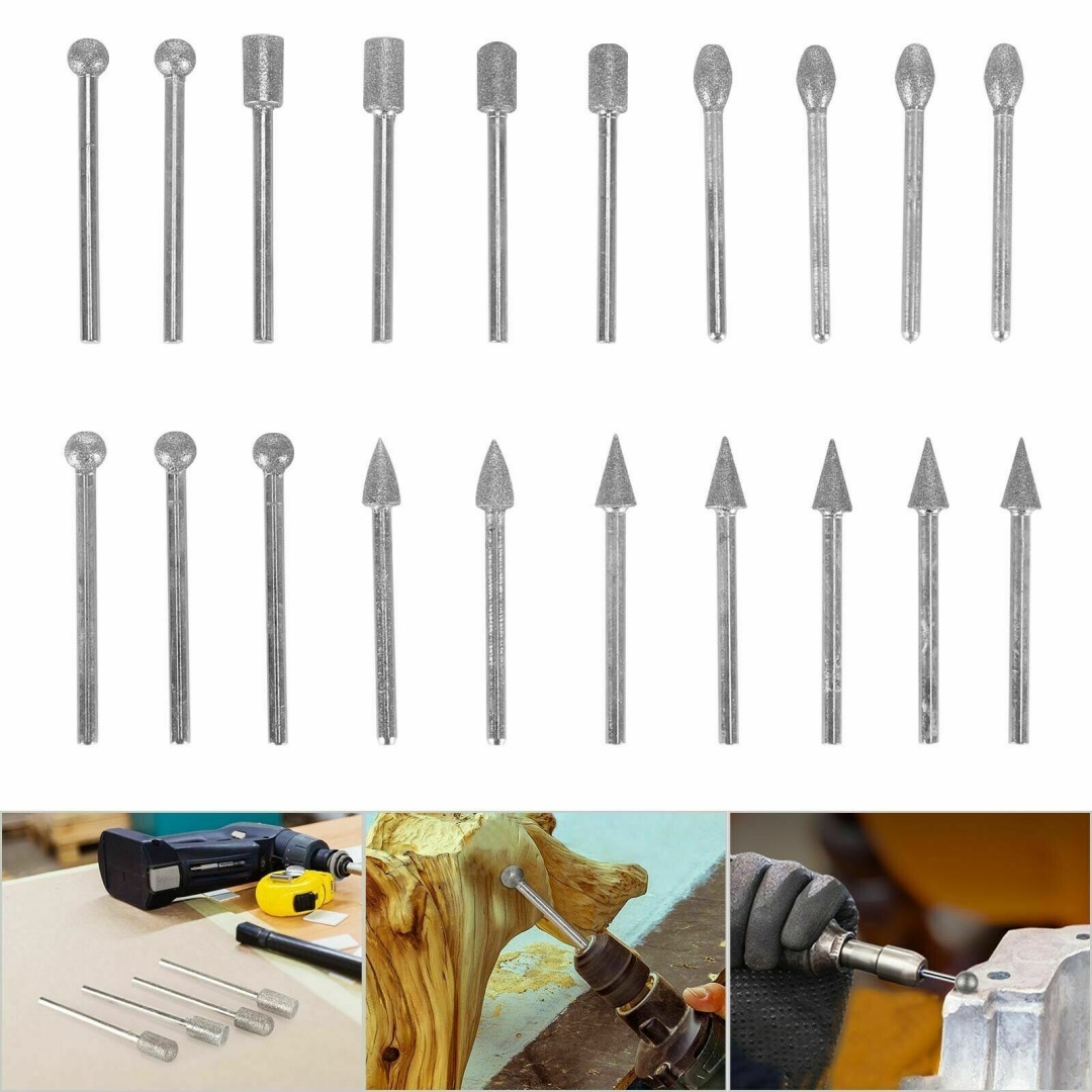 20 Diamond Grinding Drill Burrs Bit Set - Image 2