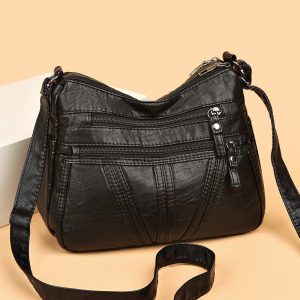 Washed-leather Shoulder Crossbody Bag